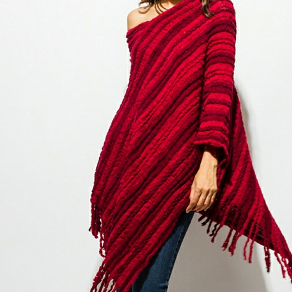 LAST ONE! Soft Boho Chunky Knit Poncho - Picture 2 of 3